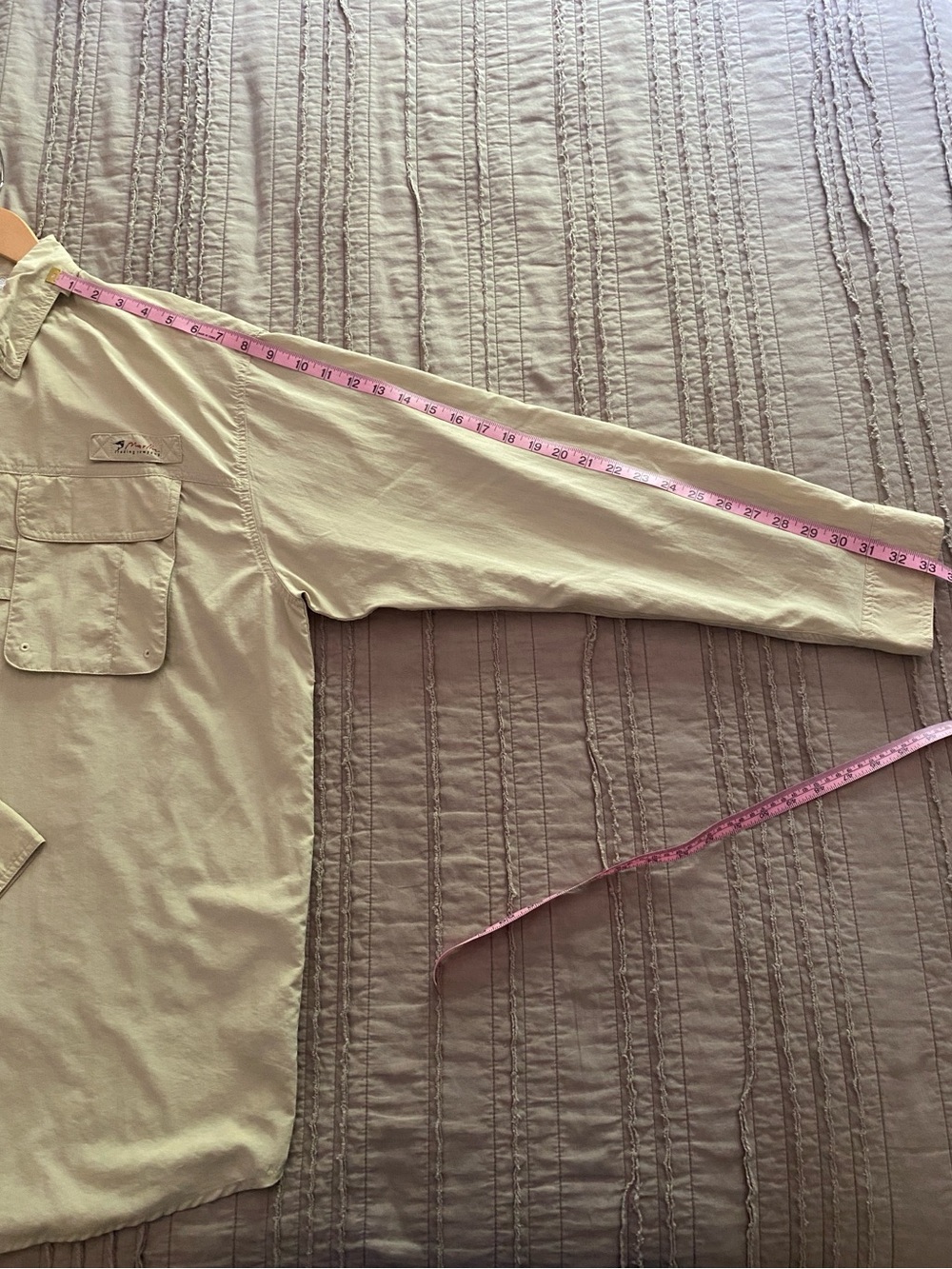Marlin - Khaki Colored Long Sleeve Button Fishing Shirt - size XL (mens) - Picture 11 of 14